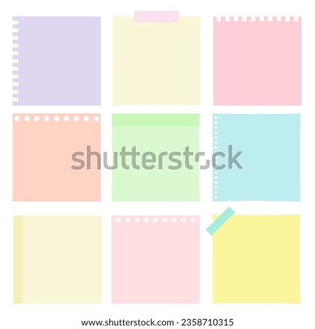 Set of colorful doodle sticky note isolated on white background. Vector illustration. Notepaper for memo.