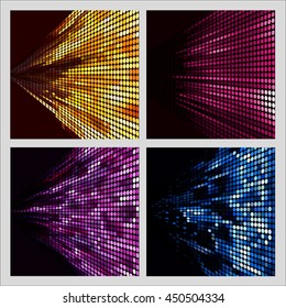 Set of colorful dots abstract backgrounds for design. Vector mosaic collection. 
