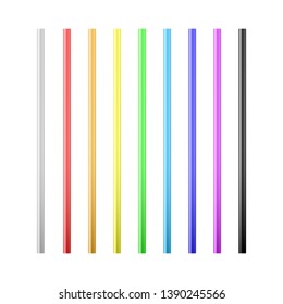 Set of colorful drinking straws. Straws for beverage. Vector illustration isolated on white background
