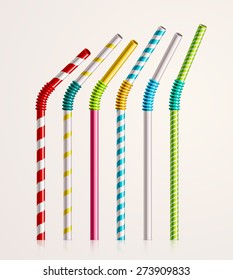 Set Colorful Drinking Straws, Eps 10