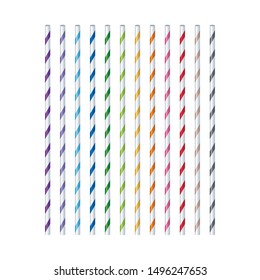 Set of colorful drinking straws isolated on white background. Vector Design.