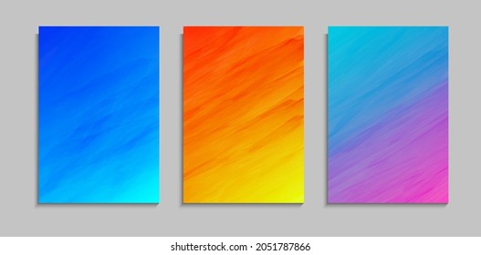 Set Of Colorful Dynamic Bright Gradient Watercolor Paint Texture Cover Template