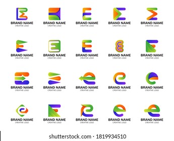 set of colorful e letter logo design vector for business and UI app. iconic e letter logo design set. Set of alphabet e letter logo icons design template. elements