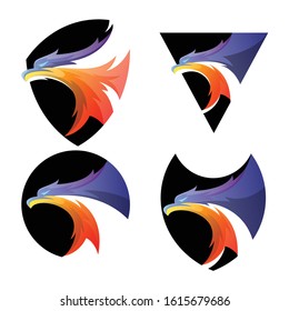 SET OF COLORFUL EAGLE  LOGO. VECTOR ILLUSTRATION