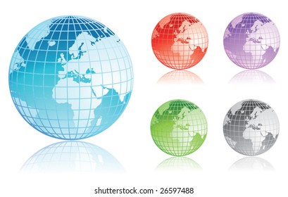 Set of colorful earth globes