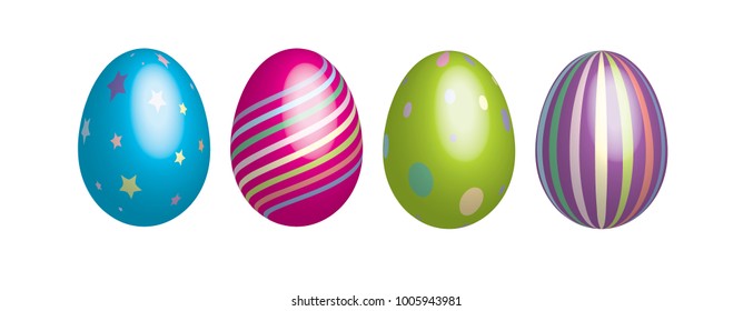 Set of colorful Easter egg. 3d vector.