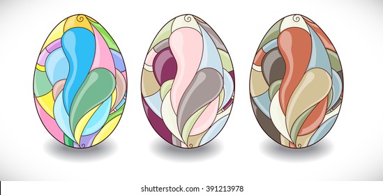 Set with colorful easter eggs. 