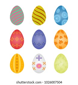 Set of colorful easter eggs with abstract patterns