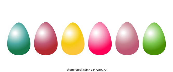 Set of colorful easter eggs collection.  Vector illustration on white background. 