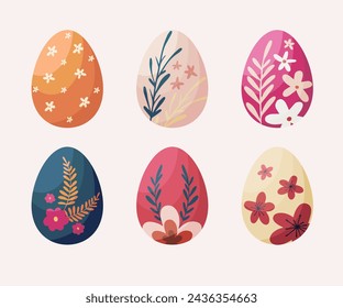 Set of colorful Easter eggs, easter eggs collection with happy colours