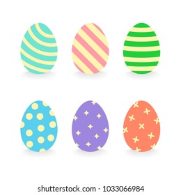 Set of colorful Easter eggs for Happy Easter holiday design decoration on white background. Vector illustration.