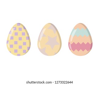 Set of colorful Easter eggs. Easter eggs icons. Vector illustration.