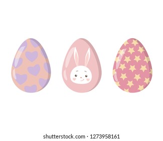 Set of colorful Easter eggs. Easter eggs icons. Vector illustration.