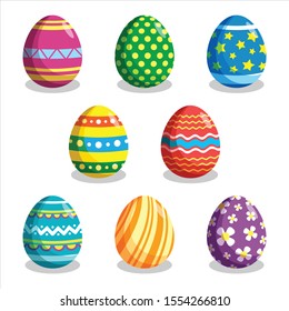 Set of colorful Easter eggs isolated on white background