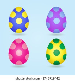 Huevos coloridos de Pascua aislados de fondo blanco. Ilustración vectorial.

