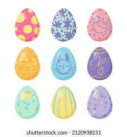 Set of colorful Easter eggs isolated on white background