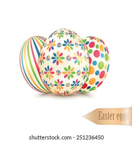 Set of colorful Easter eggs  Isolated on white background