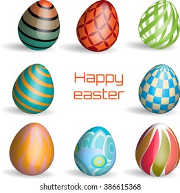 Set of colorful Easter Eggs isolated on white background