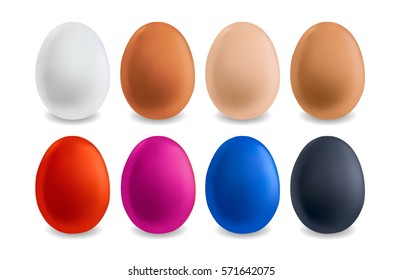 Set of colorful Easter eggs isolated on white. Vector illustration.