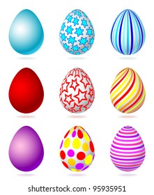 Set of colorful easter eggs, isolated on the white background