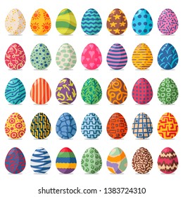 set of colorful easter eggs on white background
