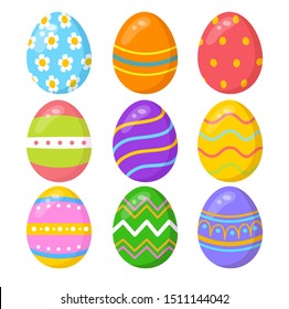 Set of colorful easter eggs on white background 