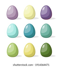 Set of colorful Easter eggs on a white background