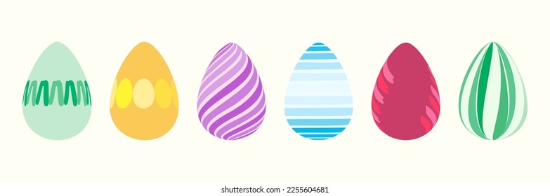 Set of Colorful  Easter Eggs on white