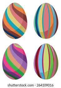 Set of colorful easter eggs on white background.