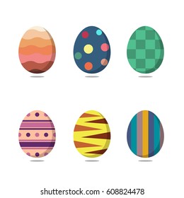 Set of colorful easter eggs on white background. Vector illustration