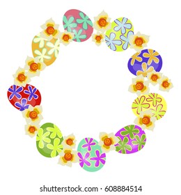 Set of colorful Easter eggs on wooden background. Vector illustration eps 10