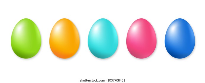 Set of colorful Easter eggs over white background. Vector illustration.