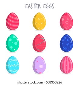 Set Of Colorful Easter Eggs That Can Be used Individually