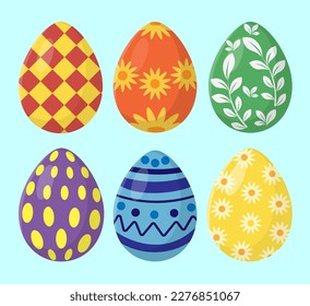 A set of colorful Easter eggs. Vector illustration