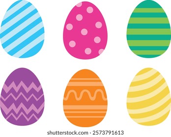 Set of colorful easter eggs. Vector Illustration.