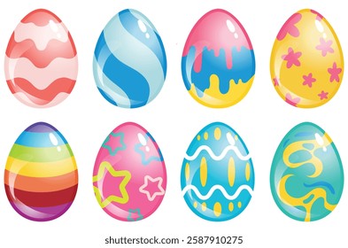 Set of colorful easter eggs vector