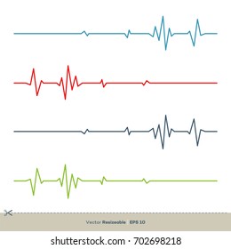 Set Colorful ECG Cardiogram Pulse Line Logo Template Illustration Design. Vector EPS 10.