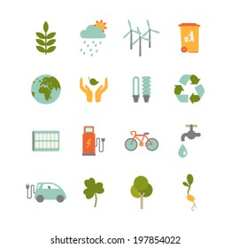 set of colorful ecology icons