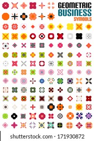 Conjunto de símbolos comerciais coloridos editáveis | conceitos empresariais | formas geométricas | decoração | ícones do techno