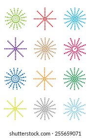 set of colorful editable floral elements isolated on white background