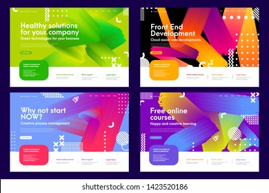 Set of colorful effective abstract website templates. Modern flat trendy design vector illustration concepts of web page design for internet and mobile website development. Easy to edit and customize