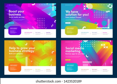 Set of colorful effective abstract website templates. Modern flat trendy design vector illustration concepts of web page design for internet and mobile website development. Easy to edit and customize