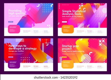 Set of colorful effective abstract website templates. Modern flat trendy design vector illustration concepts of web page design for internet and mobile website development. Easy to edit and customize