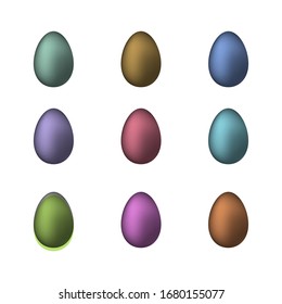 Set of Colorful eggs. Easter. Vector illustration.