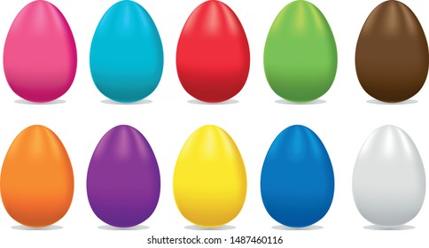 Set of colorful eggs with gradient effect, vector illustration - Vector