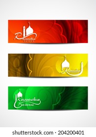 Set of colorful elegant header designs for Ramadan. vector illustration