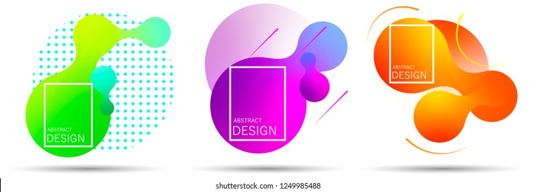 Set of colorful elements, gradient abstract shape for banner. Fluid geometric frame. Vector flat design for business cards, invitations, gift cards, flyers, brochures. Vector illustration EPS10.