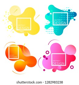 Set of colorful elements, gradient abstract shape for banner. Fluid geometric frame. Vector flat design for business cards, invitations, gift cards, flyers, brochures. Vector illustration EPS10.