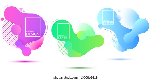 Set of colorful elements, gradient abstract shape for banner. Fluid geometric frame. Vector illustration EPS10. 
