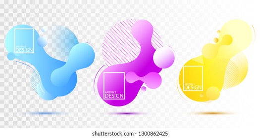 Set of colorful elements, gradient abstract shape for banner. Fluid geometric frame. Vector illustration EPS10. 